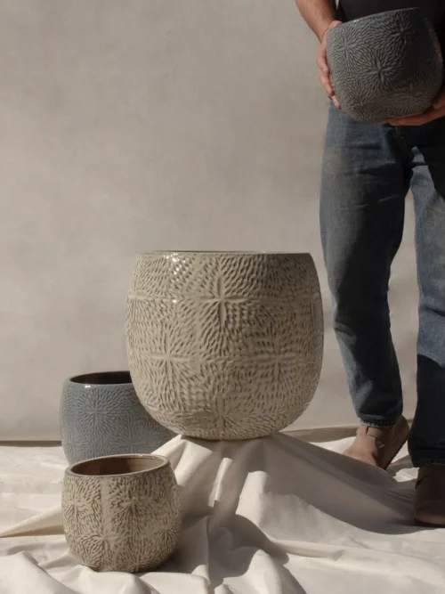 Maceta artesanal gres esmaltado